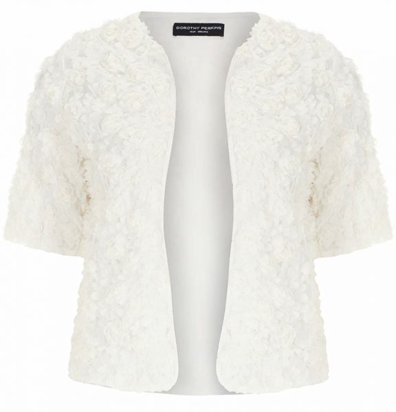 3d rose effect shrug from dorothy perkins