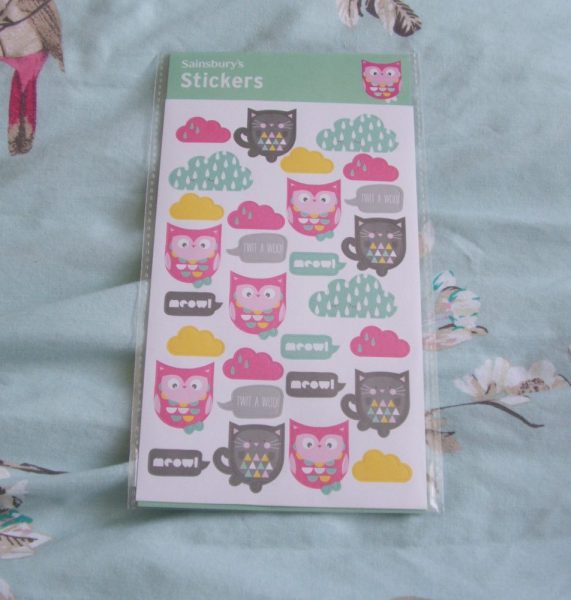 owl and cat stickers from sainsbury's