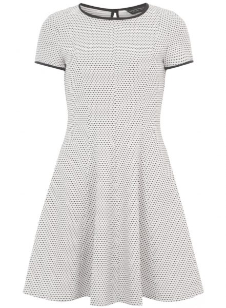 Ivory Spot Fit and Flare Dress from Dorothy Perkins