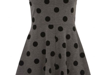 Grey Flocked Spot Dress from Dorothy Perkins