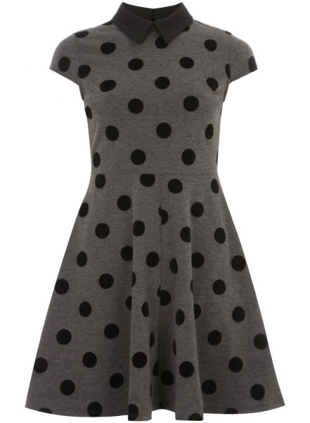 Grey Flocked Spot Dress from Dorothy Perkins
