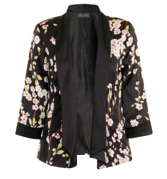 Girls on Film Floral Print 3/4 Sleeve Jacket from Dorothy Perkins