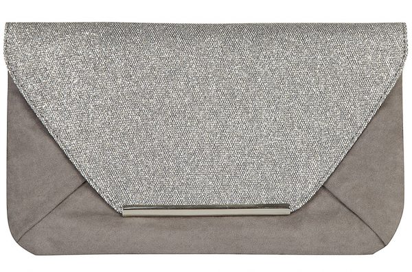 Grey glitter bar clutch bag from Dorothy Perkins