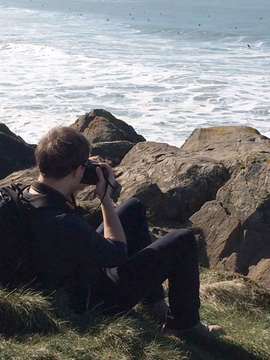 taking photos at Porthmeor Beach