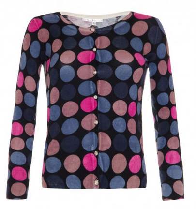 spot print cardigan from yumi