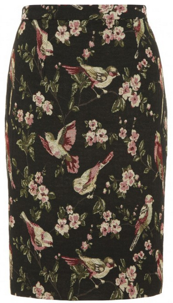 bird tapestry skirt from yumi
