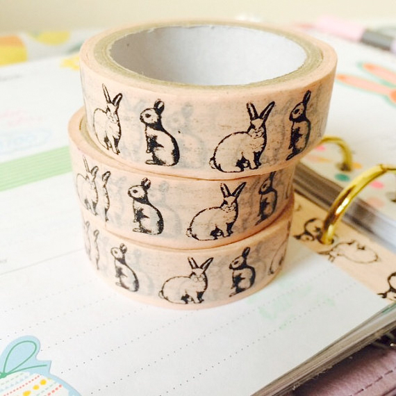bunny washi tape from hey charlie on etsy