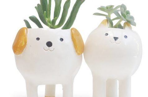 minky moo ceramics cat and dog planters from etsy