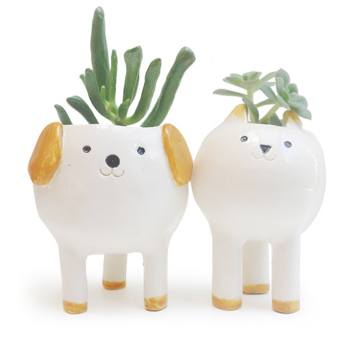 minky moo ceramics cat and dog planters from etsy