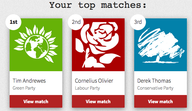 general election - my tickbox results