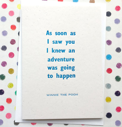winnie the pooh quote letterpress card from etsy