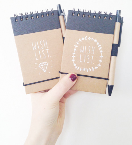 wish list notepad and pen from etsy