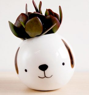 ceramic dog planter from etsy