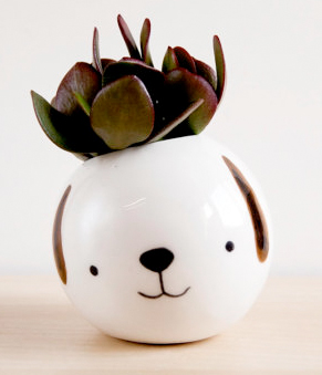 ceramic dog planter from etsy