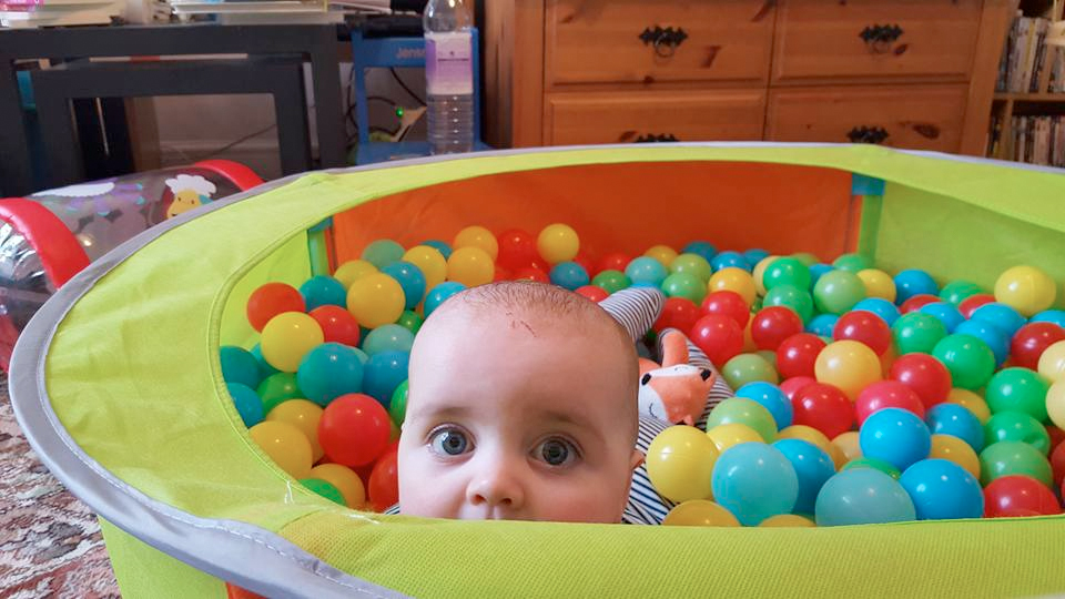 jenson ten months old ballpit