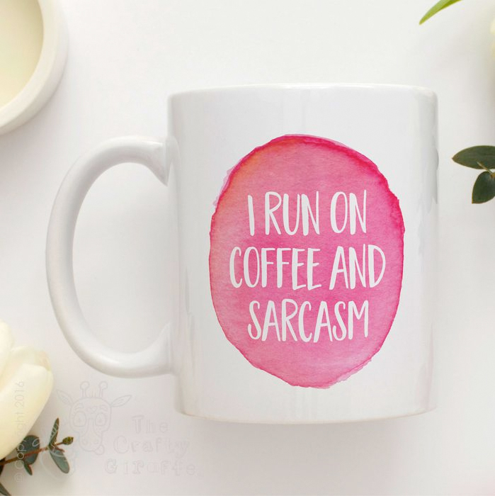coffee and sarcasm mug from the crafty giraffe