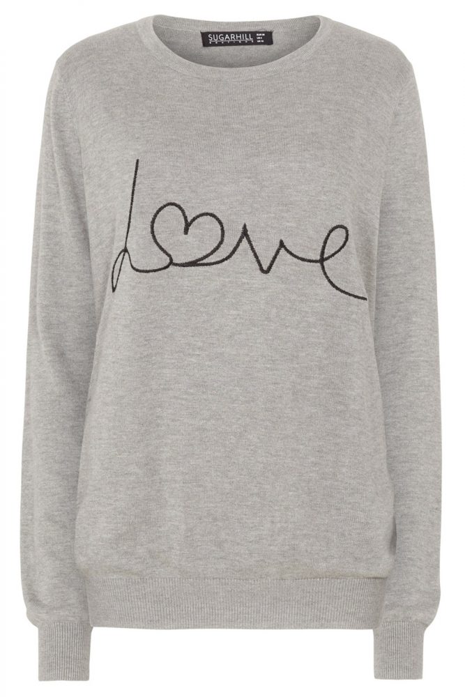 love sweater from sugarhill boutique