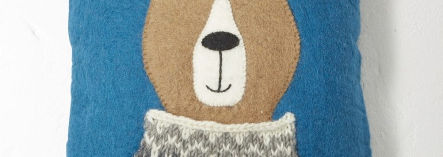 bear cushion from white stuff