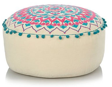 embroidered pom pom floor seat from asda