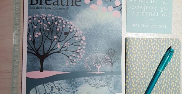 breathe magazine blue flatlay