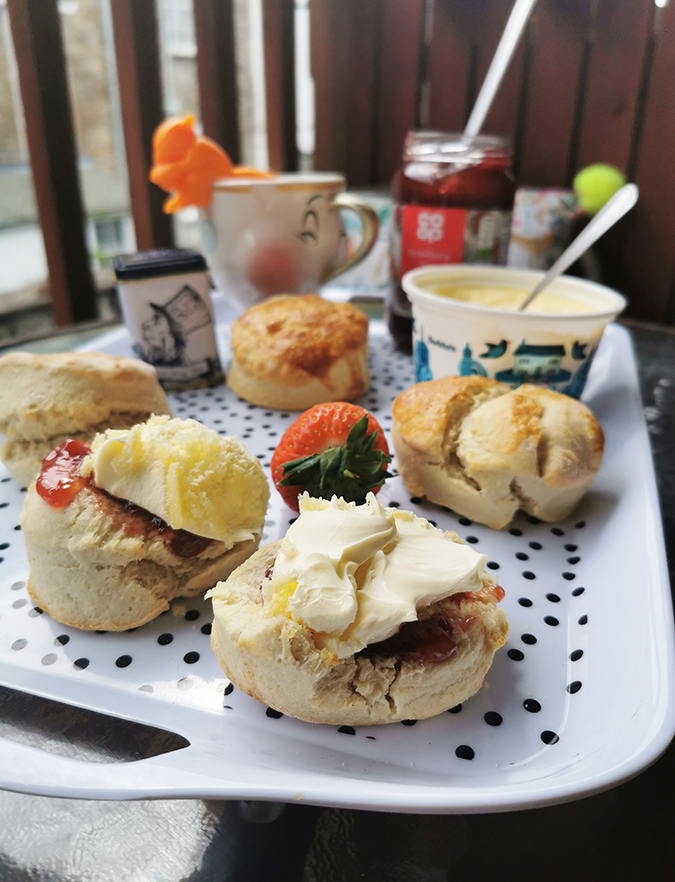 Cream tea with homemade scones