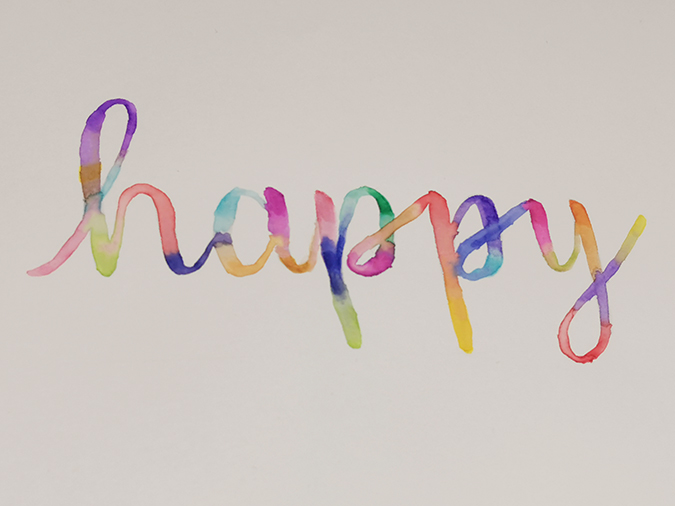 happy blended lettering