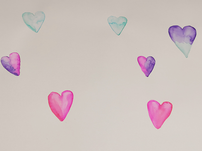 watercolour practise - hearts