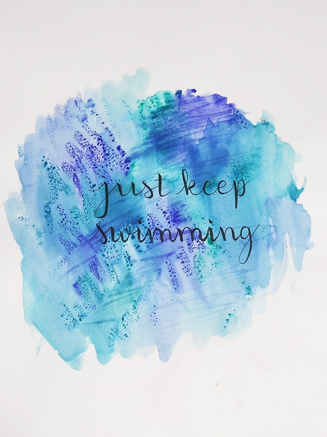just keep swimming lettering