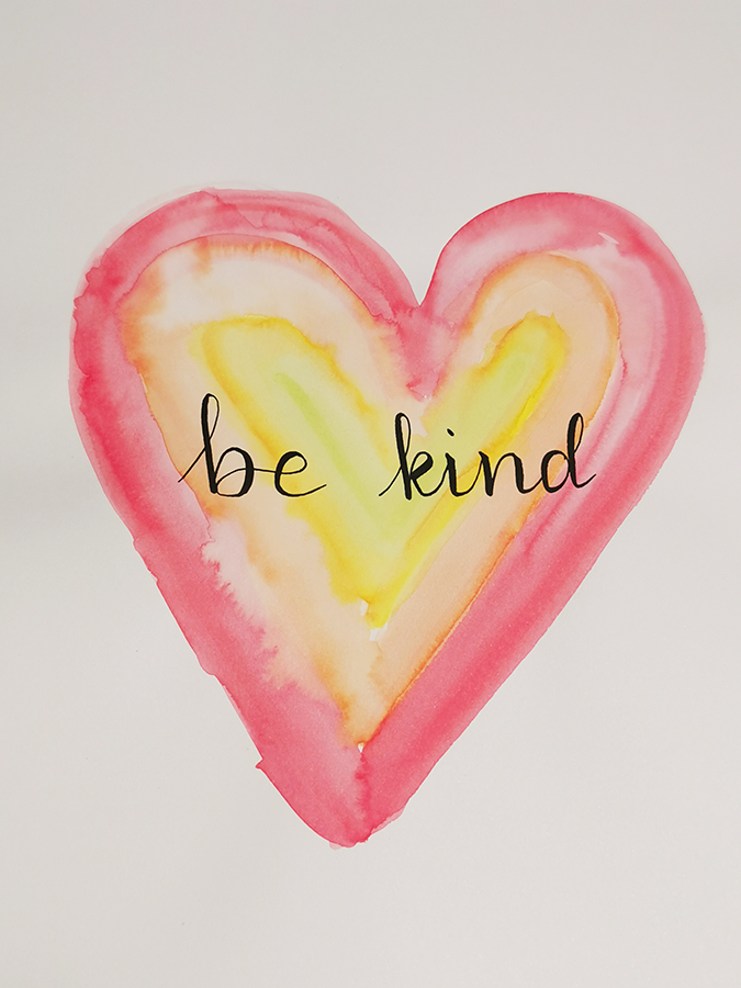 be kind heart lettering