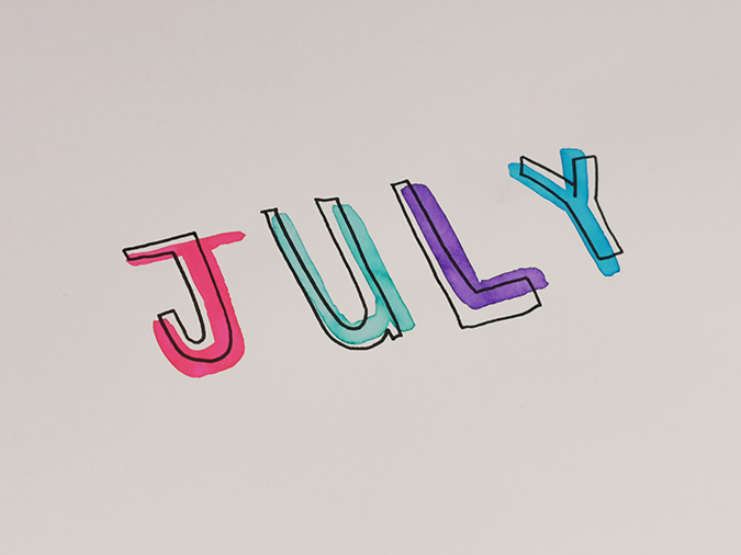july hand lettering