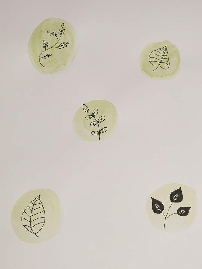 watercolour leaf doodles