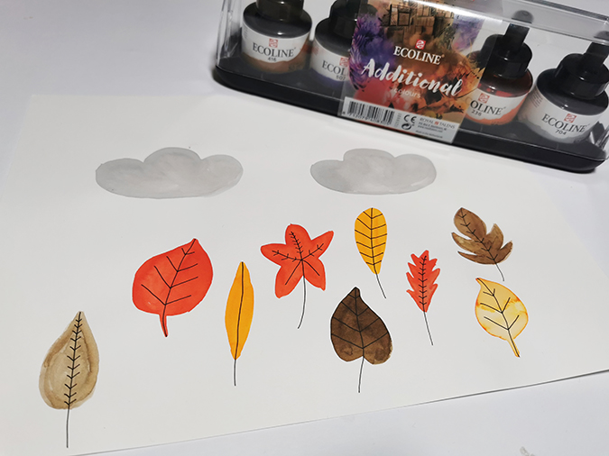 Ecoline autumn ink swatches