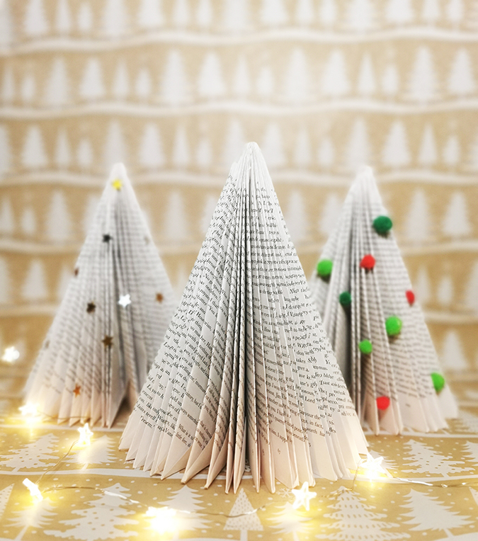 DIY bookish Christmas trees