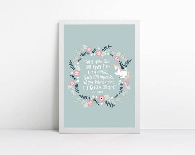 Alice in Wonderland unicorn print from Abbie Imagine