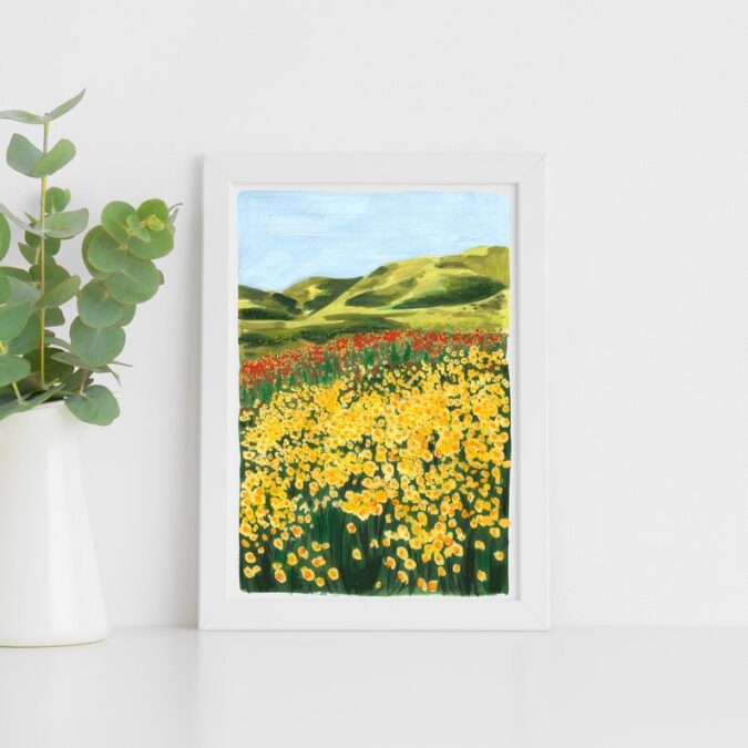 Yellow Wildflower Illustrated Art Print from Lizzie-May Design