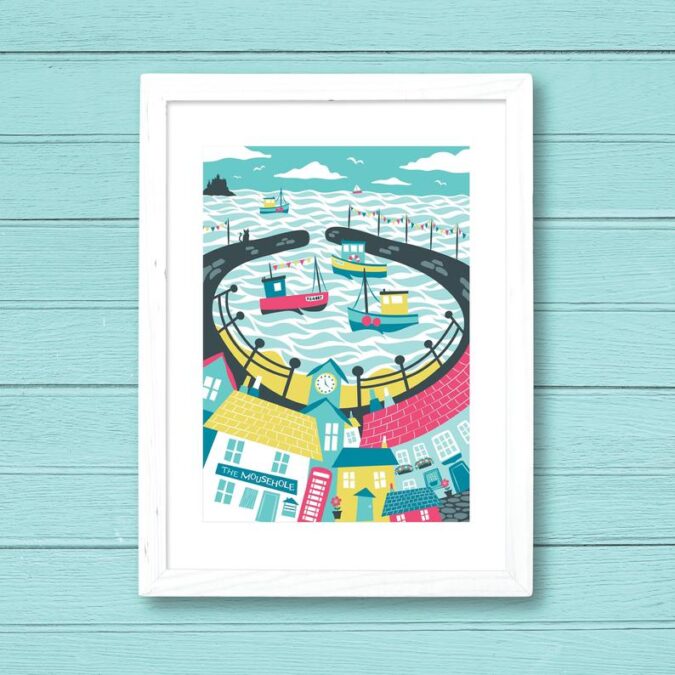 The harbour, Mousehole Art Print from Merry & Bright