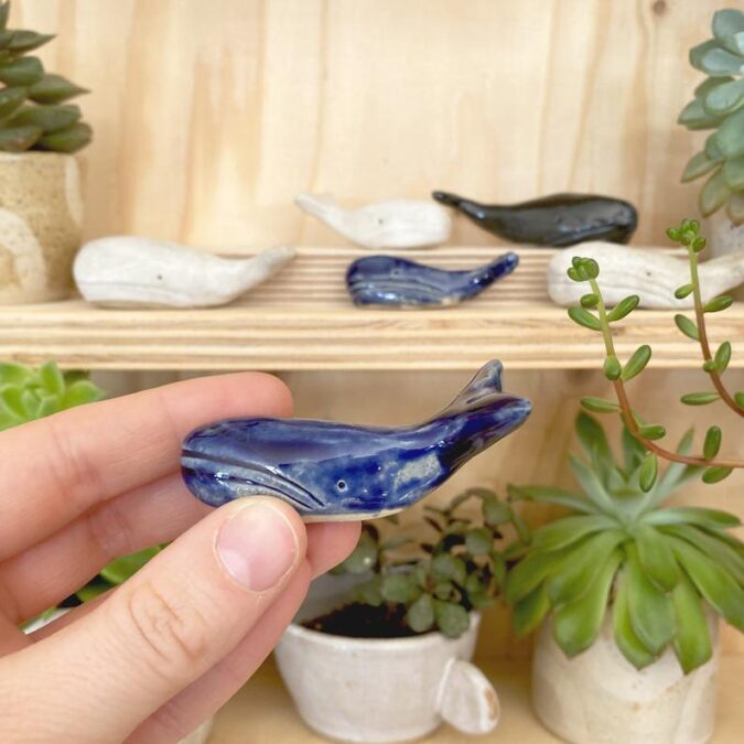 Miniature Cornish Stoneware Whales by Studio Lowen