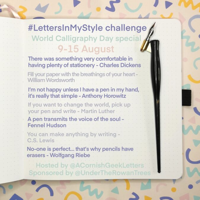 Prompts for World Calligraphy Day lettering challenge