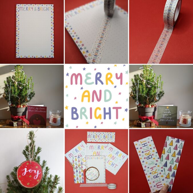 Merry and Bright Christmas stationery by A Cornish Geek Letters