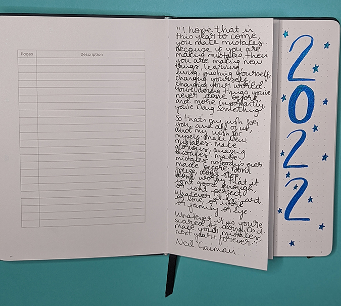 2022 bullet journal cover page