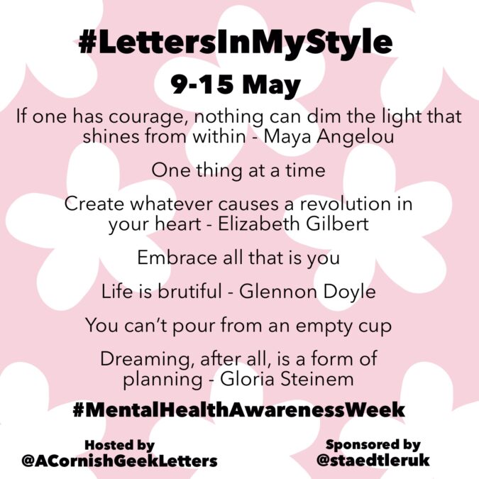 #LettersInMyStyle May 2022 prompts