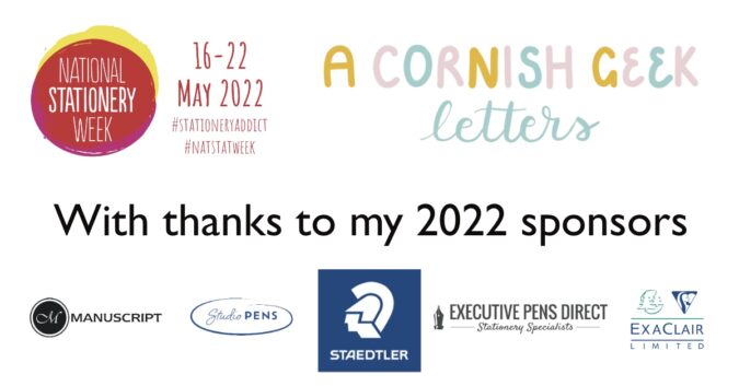 A Cornish Geek Letters National Stationery Week 2022 sponsors